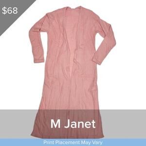 Long cardigan duster Janet in pink SIZE MEDIUM